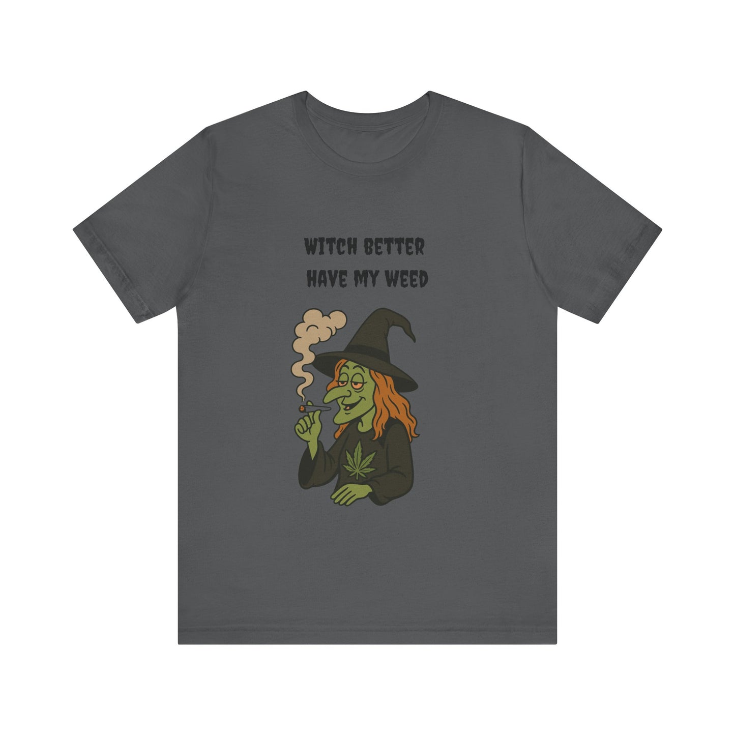 Witchy Cannabis Tee | Unisex Jersey Short Sleeve T-Shirt, Halloween Shirt, Funny Witch Apparel, Stoner Gift, Eco-friendly Tees-Mary Jane 2025