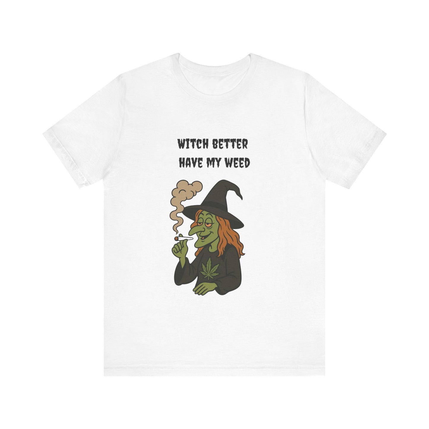 Witchy Cannabis Tee | Unisex Jersey Short Sleeve T-Shirt, Halloween Shirt, Funny Witch Apparel, Stoner Gift, Eco-friendly Tees-Mary Jane 2025