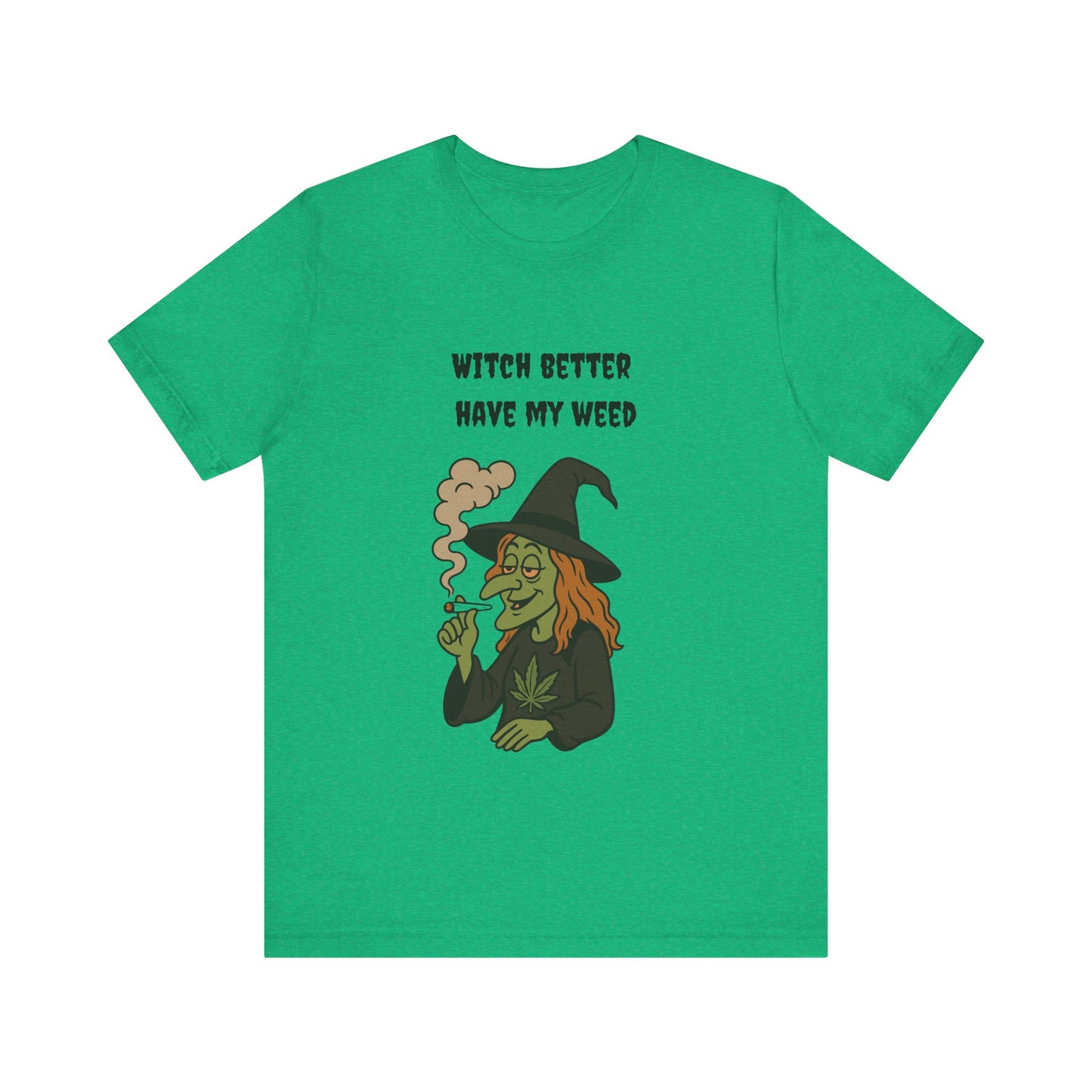 Witchy Cannabis Tee | Unisex Jersey Short Sleeve T-Shirt, Halloween Shirt, Funny Witch Apparel, Stoner Gift, Eco-friendly Tees-Mary Jane 2025