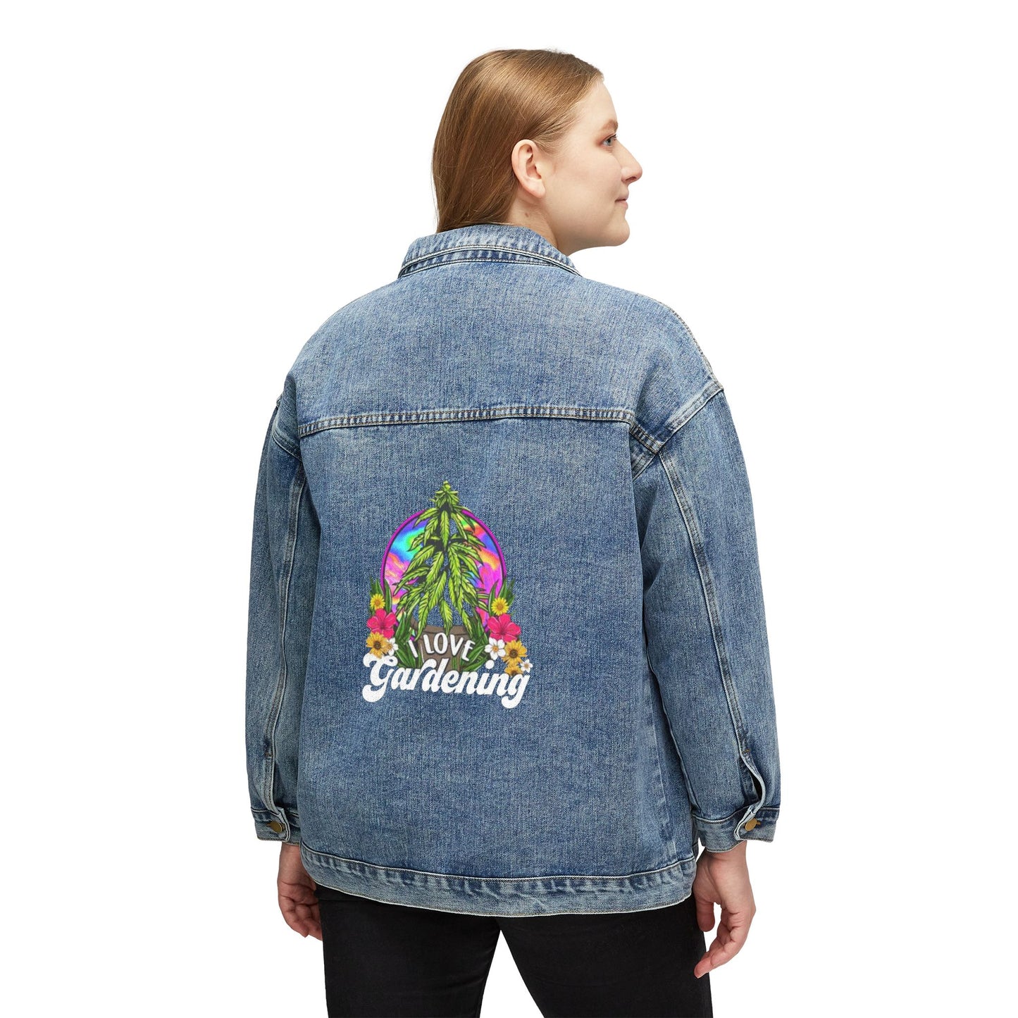 Gardening Graphic Denim Jacket | Women's Casual Outerwear | Ideal for Garden Lovers, Spring Fashion, Everyday Style-Mary Jane 2025