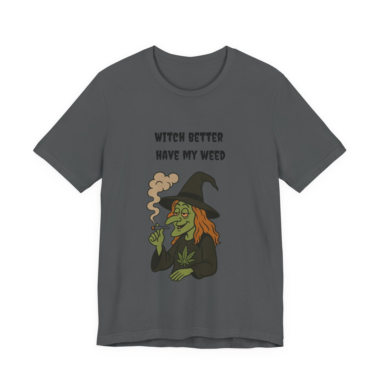 Witchy Cannabis Tee | Unisex Jersey Short Sleeve T-Shirt, Halloween Shirt, Funny Witch Apparel, Stoner Gift, Eco-friendly Tees-Mary Jane 2025