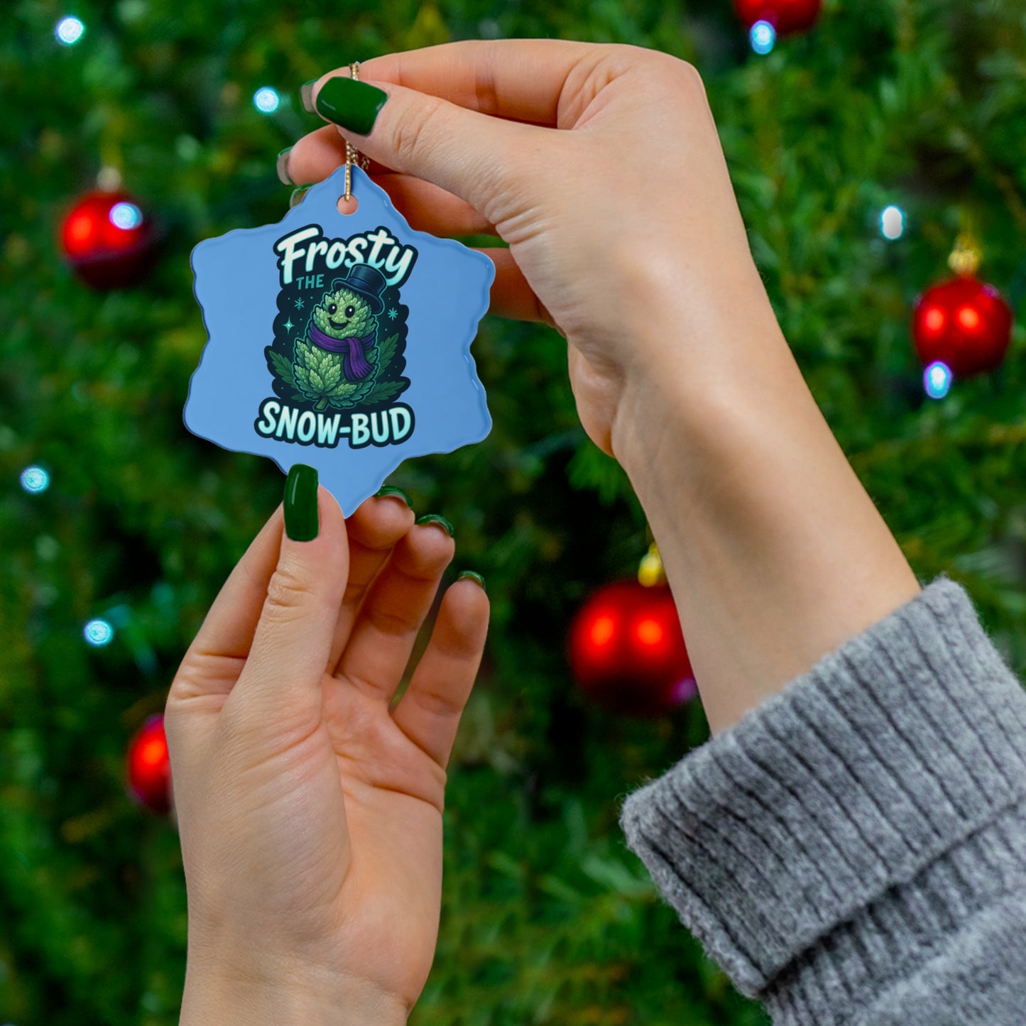 Frosty the Snow Bud Christmas Ornament | Funny Cannabis Holiday Decor | Weed Lover Gift | Mary-Jane 2025
