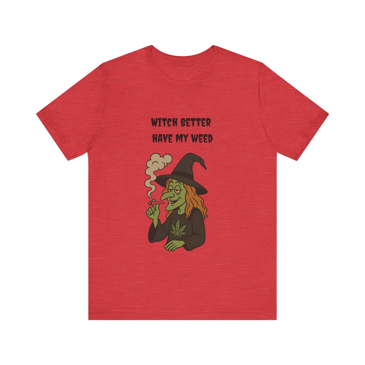 Witchy Cannabis Tee | Unisex Jersey Short Sleeve T-Shirt, Halloween Shirt, Funny Witch Apparel, Stoner Gift, Eco-friendly Tees-Mary Jane 2025