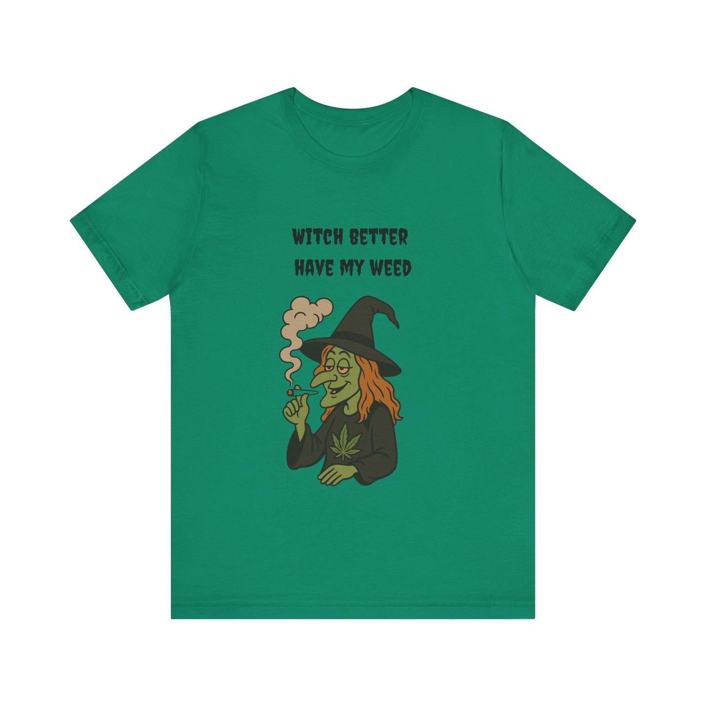 Witchy Cannabis Tee | Unisex Jersey Short Sleeve T-Shirt, Halloween Shirt, Funny Witch Apparel, Stoner Gift, Eco-friendly Tees-Mary Jane 2025