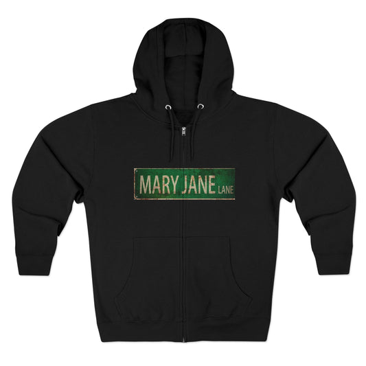 Mary Jane Lane Unisex Zip Hoodie, Cozy Sweatshirt for Relaxation, Cannabis Enthusiast Gift, Streetwear, Trendy Hoodie-Mary Jane 2025