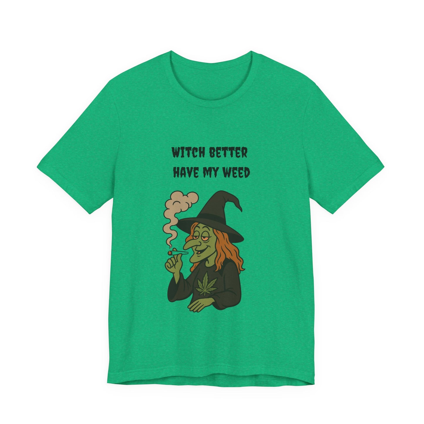 Witchy Cannabis Tee | Unisex Jersey Short Sleeve T-Shirt, Halloween Shirt, Funny Witch Apparel, Stoner Gift, Eco-friendly Tees-Mary Jane 2025