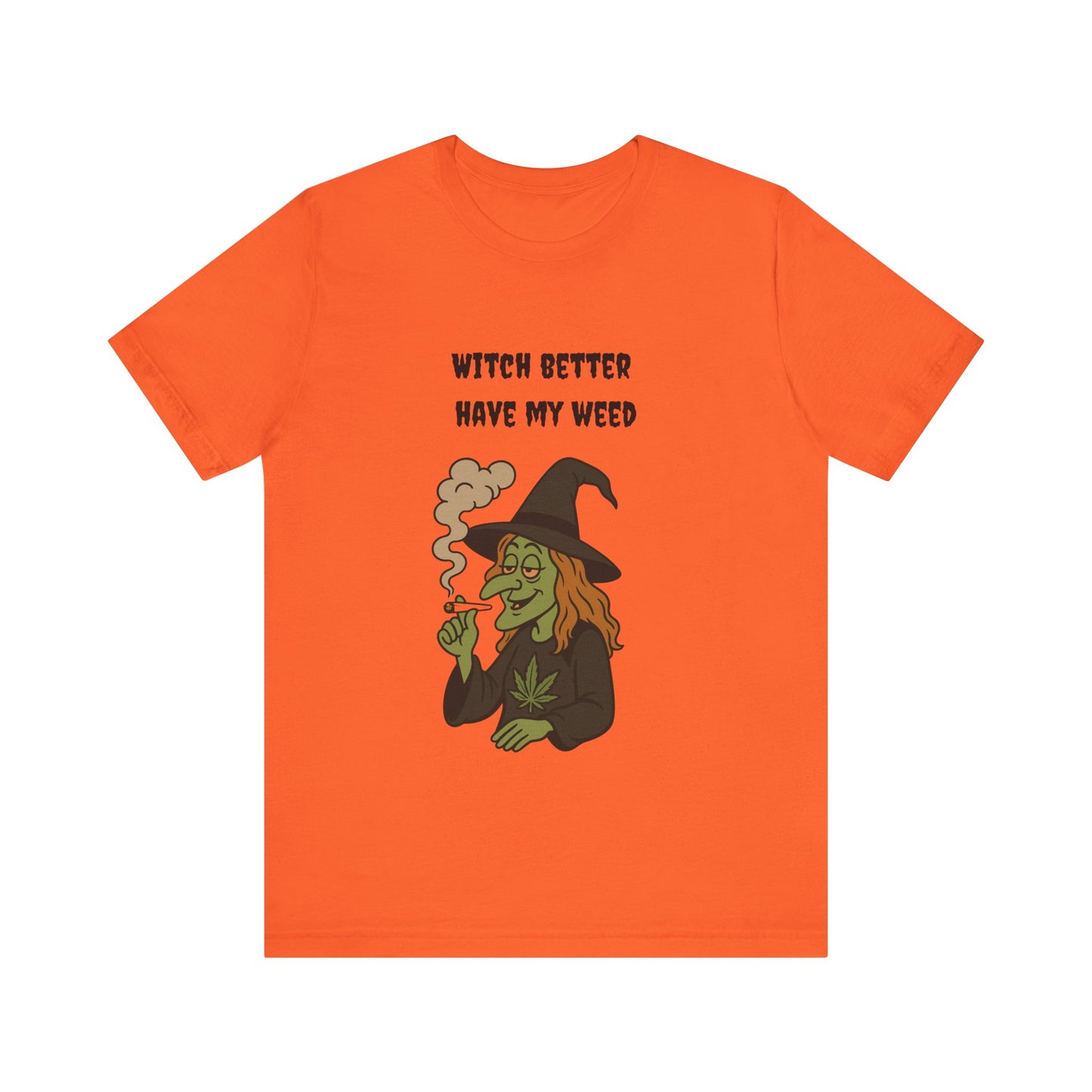 Witchy Cannabis Tee | Unisex Jersey Short Sleeve T-Shirt, Halloween Shirt, Funny Witch Apparel, Stoner Gift, Eco-friendly Tees-Mary Jane 2025
