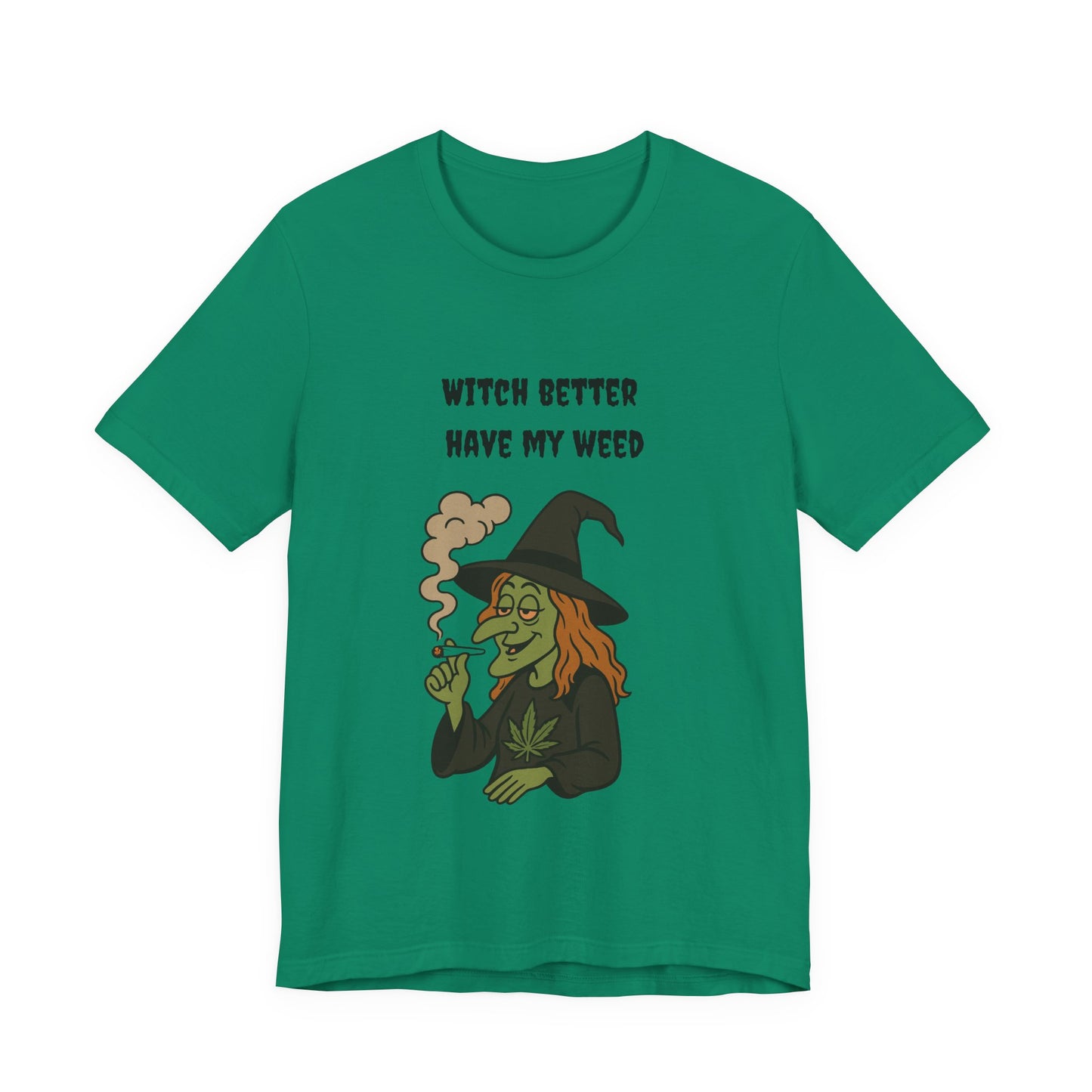 Witchy Cannabis Tee | Unisex Jersey Short Sleeve T-Shirt, Halloween Shirt, Funny Witch Apparel, Stoner Gift, Eco-friendly Tees-Mary Jane 2025