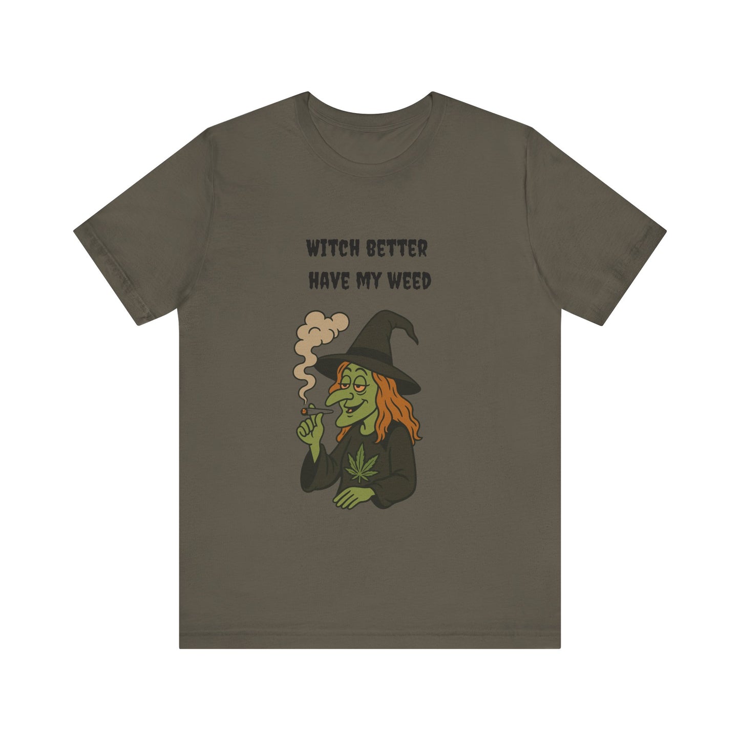 Witchy Cannabis Tee | Unisex Jersey Short Sleeve T-Shirt, Halloween Shirt, Funny Witch Apparel, Stoner Gift, Eco-friendly Tees-Mary Jane 2025