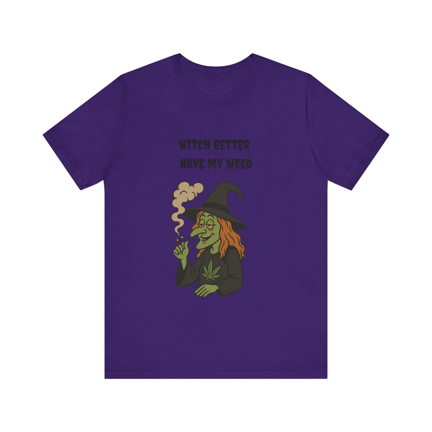 Witchy Cannabis Tee | Unisex Jersey Short Sleeve T-Shirt, Halloween Shirt, Funny Witch Apparel, Stoner Gift, Eco-friendly Tees-Mary Jane 2025
