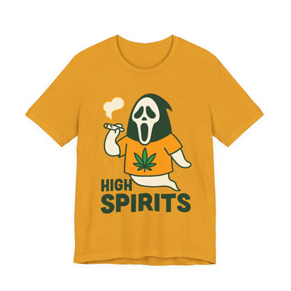 High Spirits Ghost Tee, Unisex T-Shirt, Cannabis Shirt, Funny Graphic Tee, Halloween Outfit, Party Apparel
