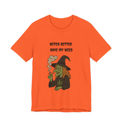 Witchy Cannabis Tee | Unisex Jersey Short Sleeve T-Shirt, Halloween Shirt, Funny Witch Apparel, Stoner Gift, Eco-friendly Tees-Mary Jane 2025