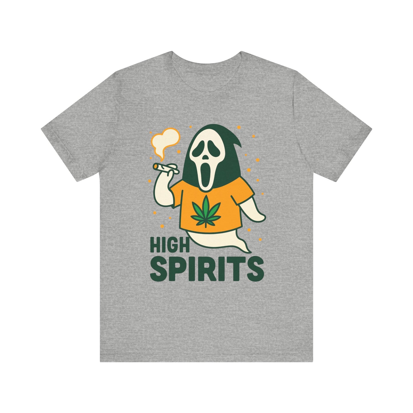 High Spirits Ghost Tee, Unisex T-Shirt, Cannabis Shirt, Funny Graphic Tee, Halloween Outfit, Party Apparel