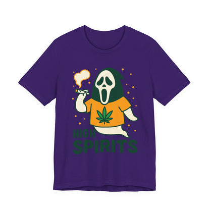 High Spirits Ghost Tee, Unisex T-Shirt, Cannabis Shirt, Funny Graphic Tee, Halloween Outfit, Party Apparel