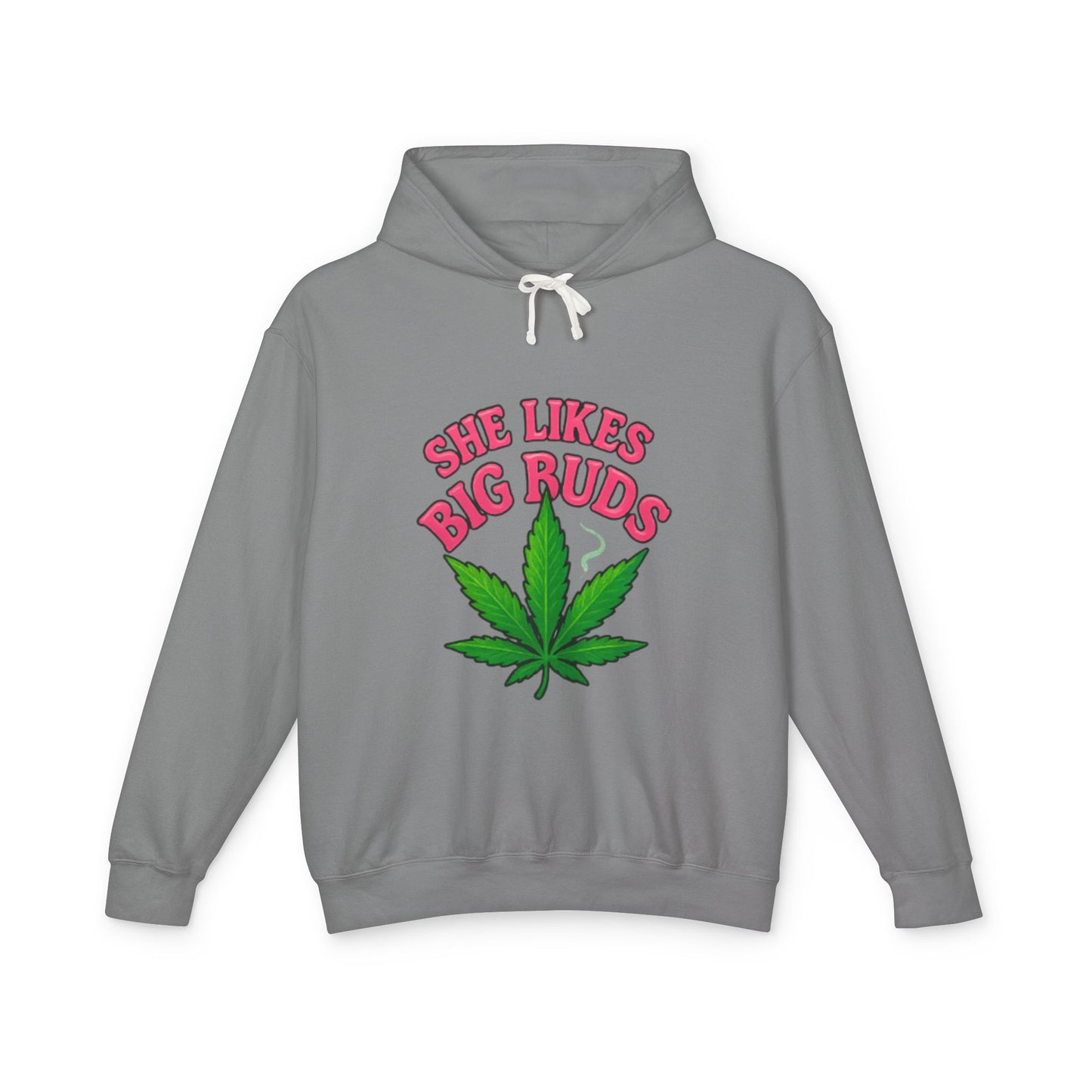 She Likes Big Buds Unisex Lightweight Hooded Sweatshirt, Cannabis Hoodie, Funny Gift, Casual Wear, Sarcastic Merch, Stoner Apparel