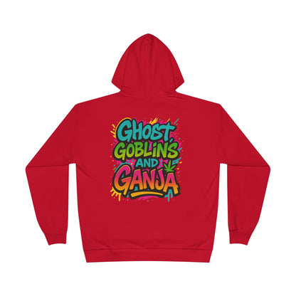 Ghostly Vibes Eco-Friendly Hoodie, Halloween Sweatshirt, Unisex Pullover, Festival Fashion, EcoSmart Apparel, Ghost Goblins Ganja