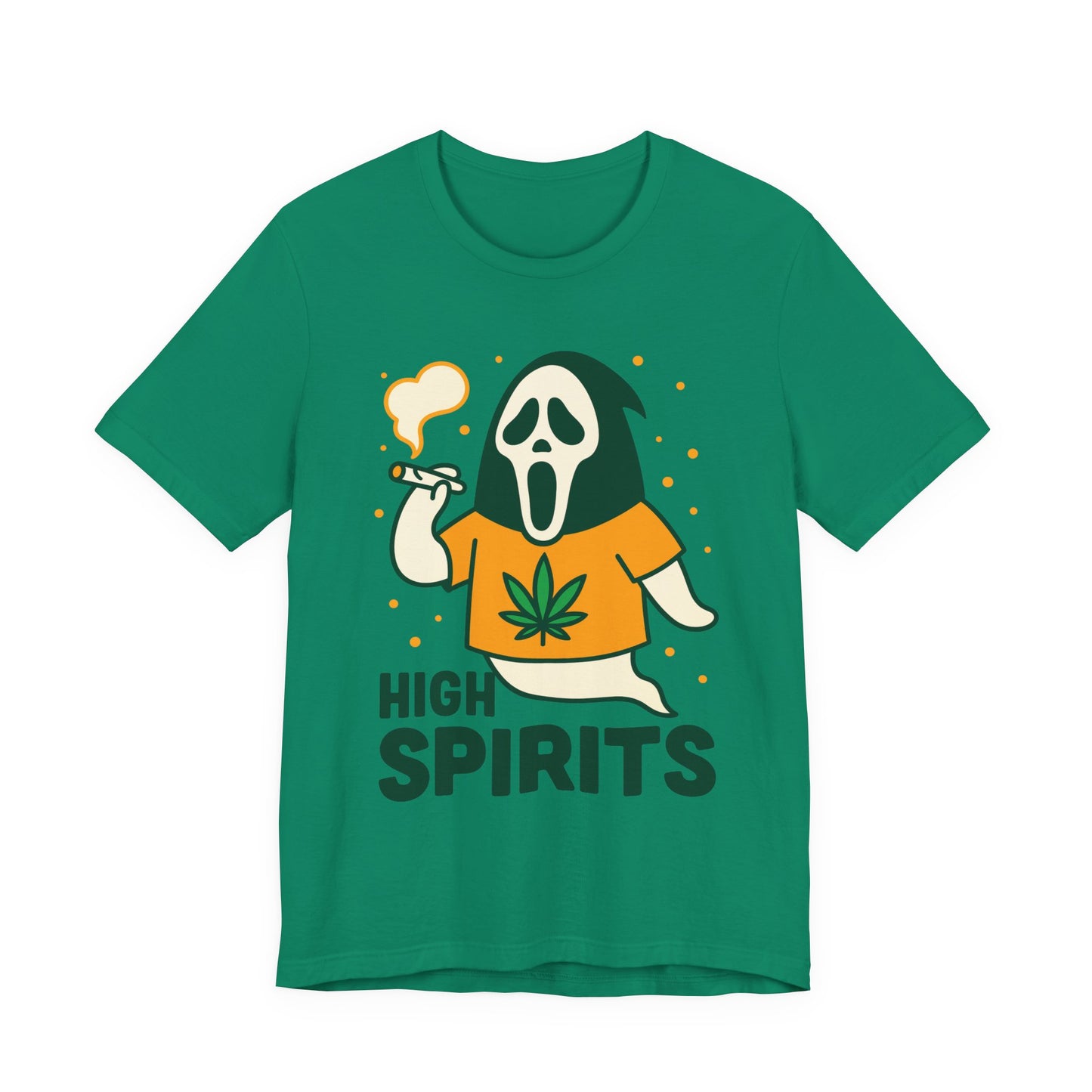 High Spirits Ghost Tee, Unisex T-Shirt, Cannabis Shirt, Funny Graphic Tee, Halloween Outfit, Party Apparel