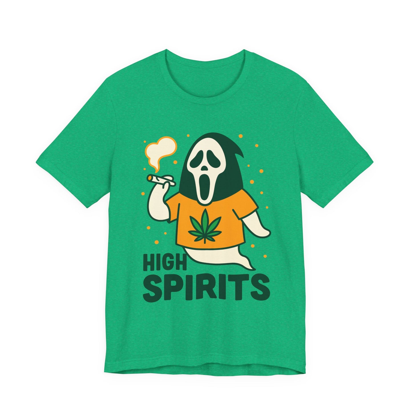 High Spirits Ghost Tee, Unisex T-Shirt, Cannabis Shirt, Funny Graphic Tee, Halloween Outfit, Party Apparel
