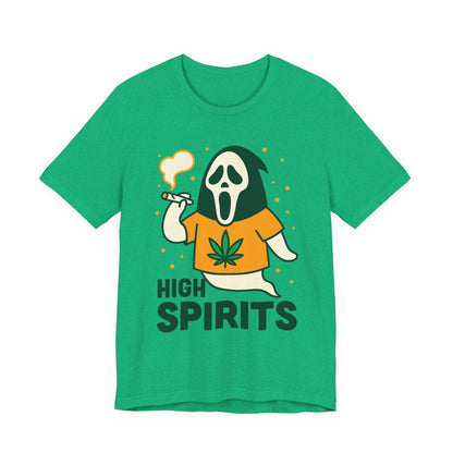 High Spirits Ghost Tee, Unisex T-Shirt, Cannabis Shirt, Funny Graphic Tee, Halloween Outfit, Party Apparel