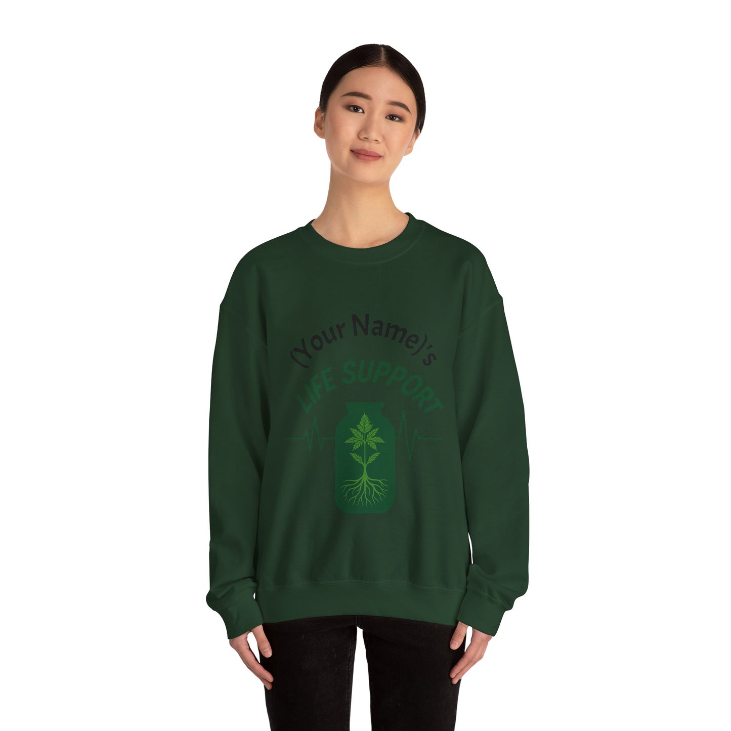 Crewneck Sweatshirt — "Life Support" Plant Jar Graphic