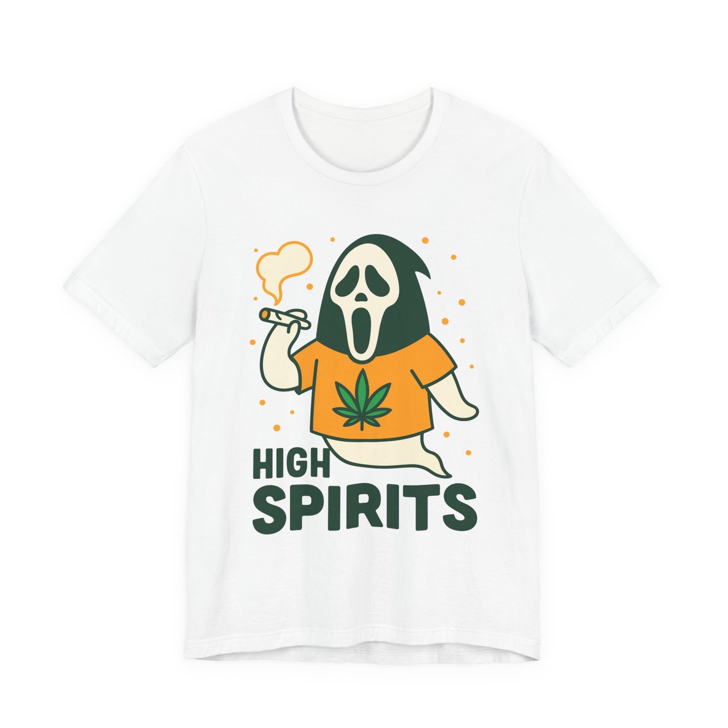 High Spirits Ghost Tee, Unisex T-Shirt, Cannabis Shirt, Funny Graphic Tee, Halloween Outfit, Party Apparel