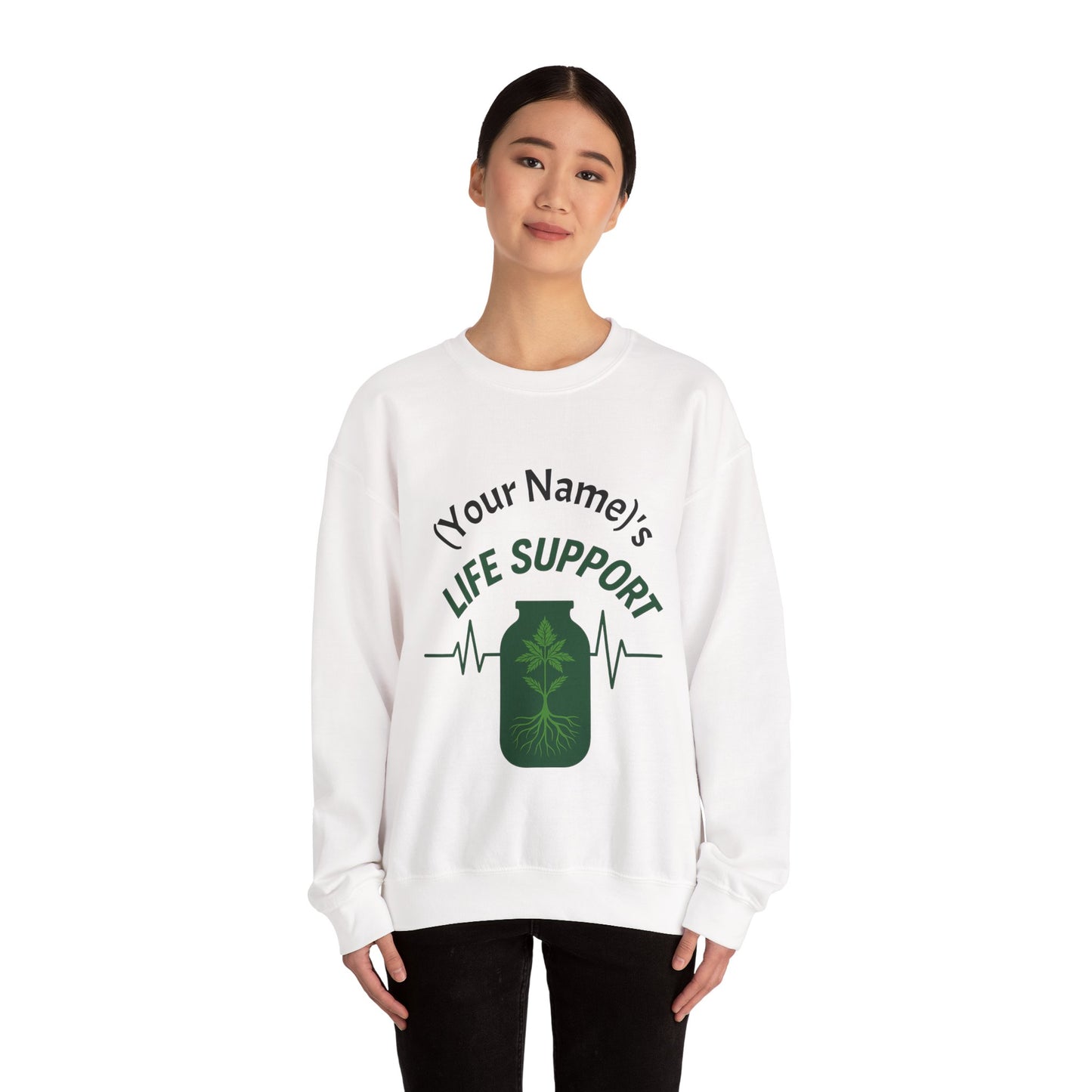 Crewneck Sweatshirt — "Life Support" Plant Jar Graphic
