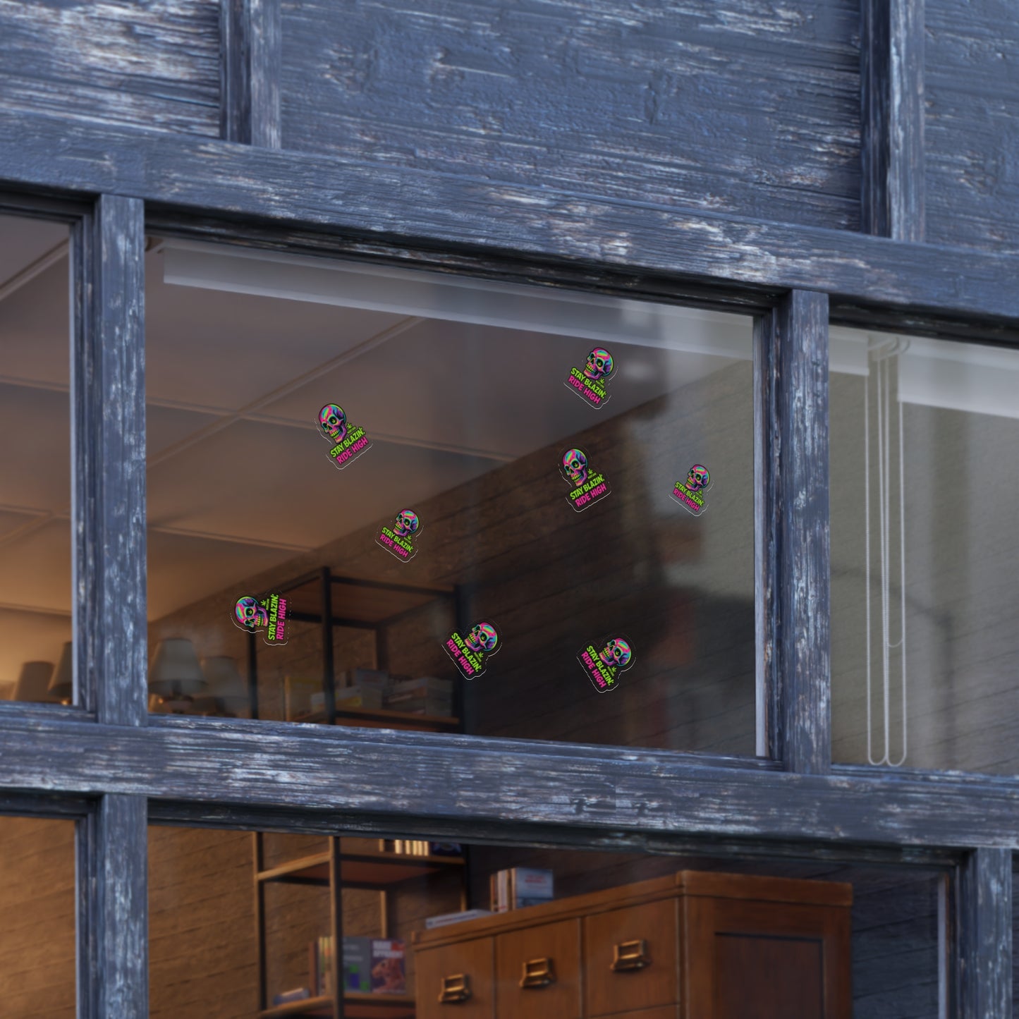 Mary-Jane “Stay Blazin’, Ride High” Neon Skull Bumper Sticker – Graffiti Vibes for Bold Cannabis Lovers, Vibrant Sticker Sheet Bundle | Stay Blazin Ride High, Vinyl Decals for Decor, Journals, Laptops, Festival Gear, Gifts