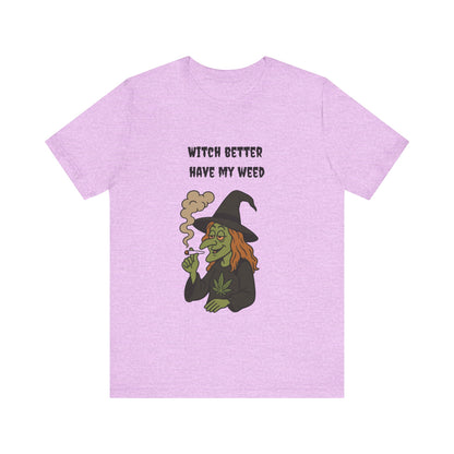 Witchy Cannabis Tee | Unisex Jersey Short Sleeve T-Shirt, Halloween Shirt, Funny Witch Apparel, Stoner Gift, Eco-friendly Tees-Mary Jane 2025