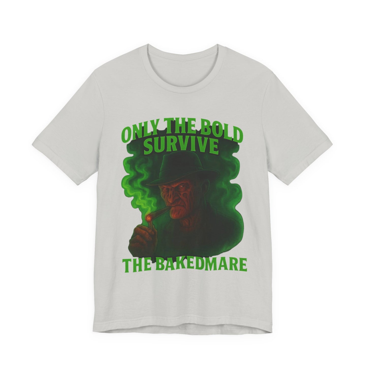Only The Bold Survive – The Bakedmare Tee | Horror-Inspired 420 Shirt for Smokers, Halloween & Stoner Fans”
