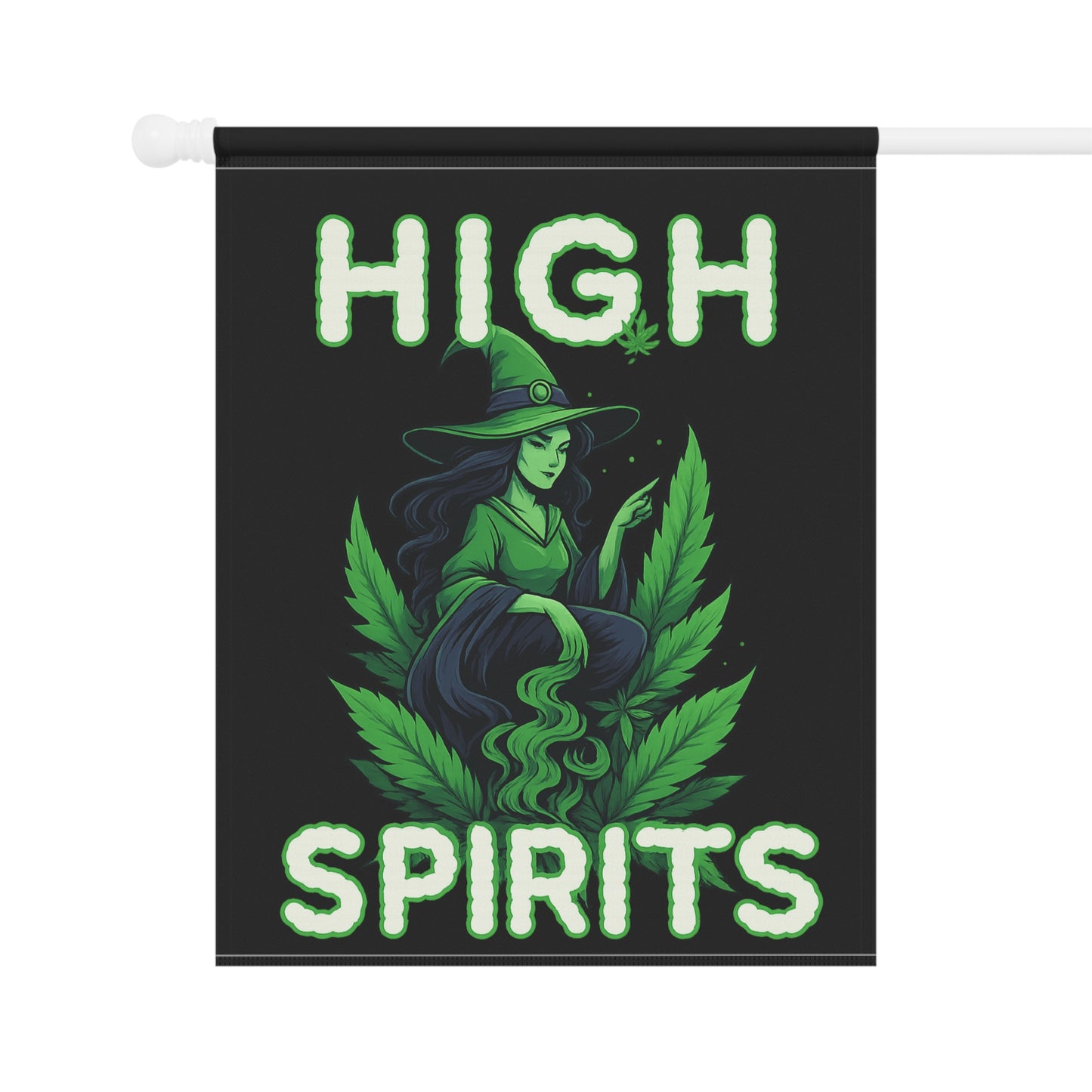 High Spirits Garden Banner, Witch Decor, Magical Garden Flag, Outdoor Hanging Art, Halloween Home Decor, Garden Flag for Celebrations