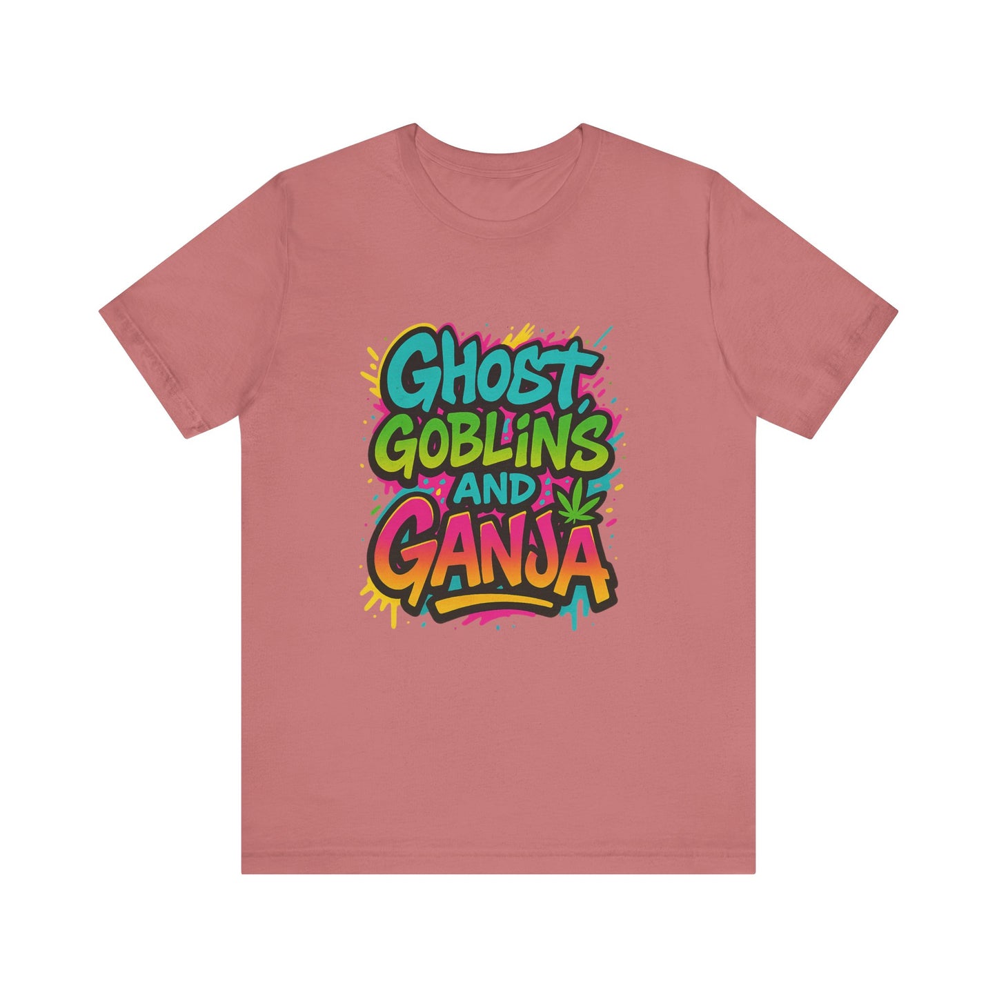 Ghost Goblins and Ganja T-Shirt, Funny Halloween Tee, Weed Lover Gift, Unisex Graphic Tee, Stoner Apparel, Est. 2025 Shirt