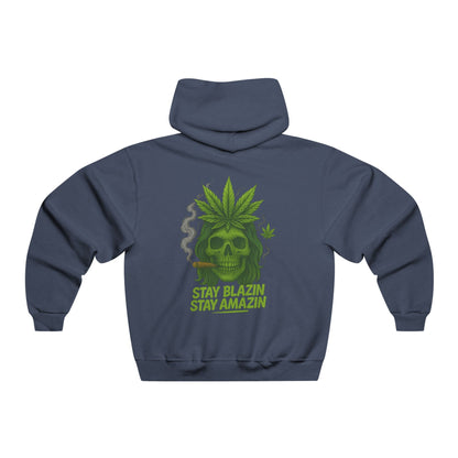 Stay Blazin Stay Amazin – Mary-Jane Skull Hat & Hoodie Collection | 420 Street Style Apparel, Stay Blazin' Hooded Sweatshirt - Casual Streetwear for Smokers, Gift for Friends, Perfect for 420 Celebrations, Cozy & Stylish