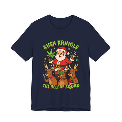 Kush Kringle Christmas Tee — "The Releaf Squad" Santa & Reindeer Holiday Shirt