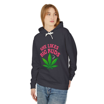 She Likes Big Buds Unisex Lightweight Hooded Sweatshirt, Cannabis Hoodie, Funny Gift, Casual Wear, Sarcastic Merch, Stoner Apparel