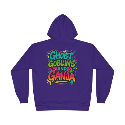 Ghostly Vibes Eco-Friendly Hoodie, Halloween Sweatshirt, Unisex Pullover, Festival Fashion, EcoSmart Apparel, Ghost Goblins Ganja