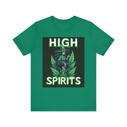 High Spirits Witchy Tee - Unisex Jersey Short Sleeve T-Shirt, Halloween Gift, Witch Apparel, Eco-Friendly Tee, Alternative Fashion