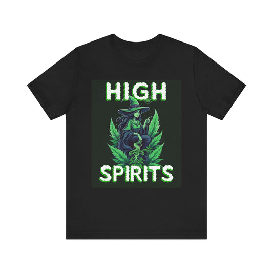 High Spirits Witchy Tee - Unisex Jersey Short Sleeve T-Shirt, Halloween Gift, Witch Apparel, Eco-Friendly Tee, Alternative Fashion