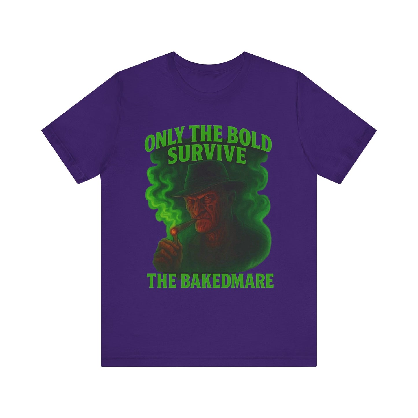Only The Bold Survive – The Bakedmare Tee | Horror-Inspired 420 Shirt for Smokers, Halloween & Stoner Fans”