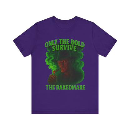 Only The Bold Survive – The Bakedmare Tee | Horror-Inspired 420 Shirt for Smokers, Halloween & Stoner Fans”