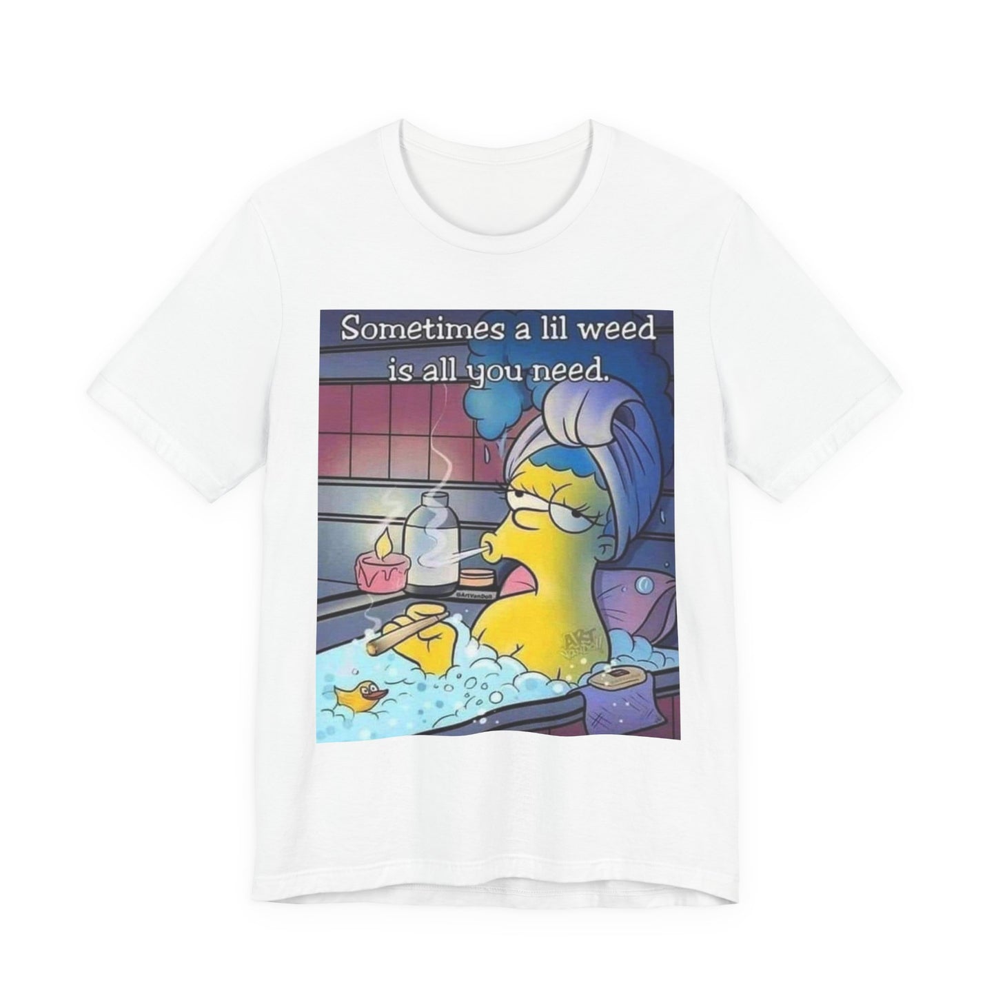 Chillin' Cartoon Tee - Sometimes a lil weed is all you need, Relaxation Shirt, Lounge Tee, Gift for Stoners, Funny Cartoon Tee