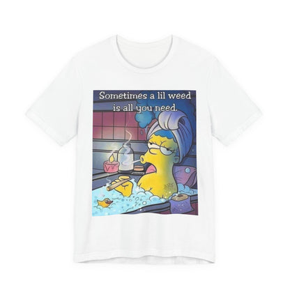 Chillin' Cartoon Tee - Sometimes a lil weed is all you need, Relaxation Shirt, Lounge Tee, Gift for Stoners, Funny Cartoon Tee