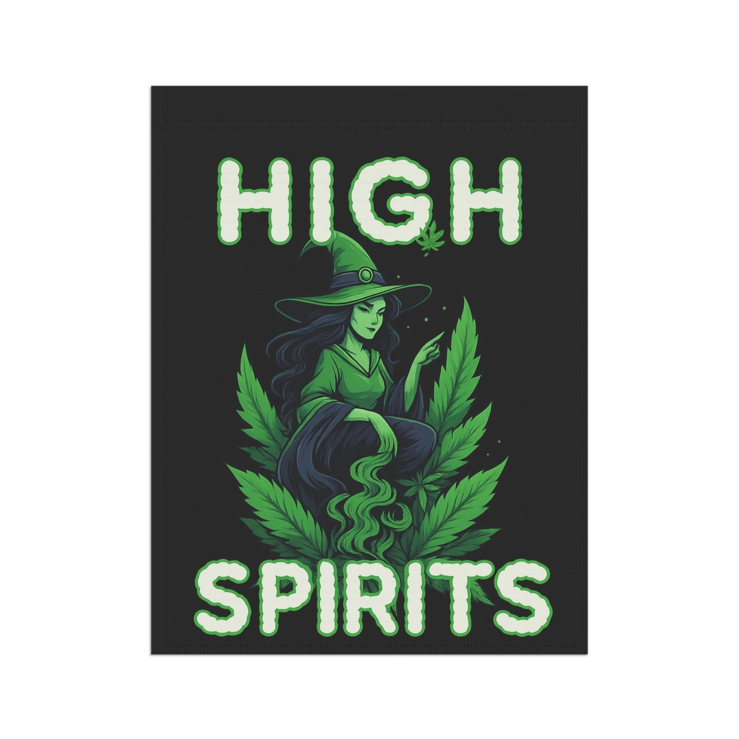 High Spirits Garden Banner, Witch Decor, Magical Garden Flag, Outdoor Hanging Art, Halloween Home Decor, Garden Flag for Celebrations