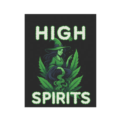 High Spirits Garden Banner, Witch Decor, Magical Garden Flag, Outdoor Hanging Art, Halloween Home Decor, Garden Flag for Celebrations