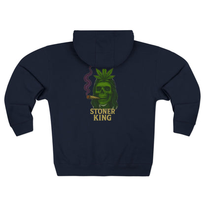 Stoner King Zip Hoodie - Trendy Unisex Hoodie for Chill Vibes, Perfect for Parties, Gifts, 420 Celebrations, Comfortable Layering