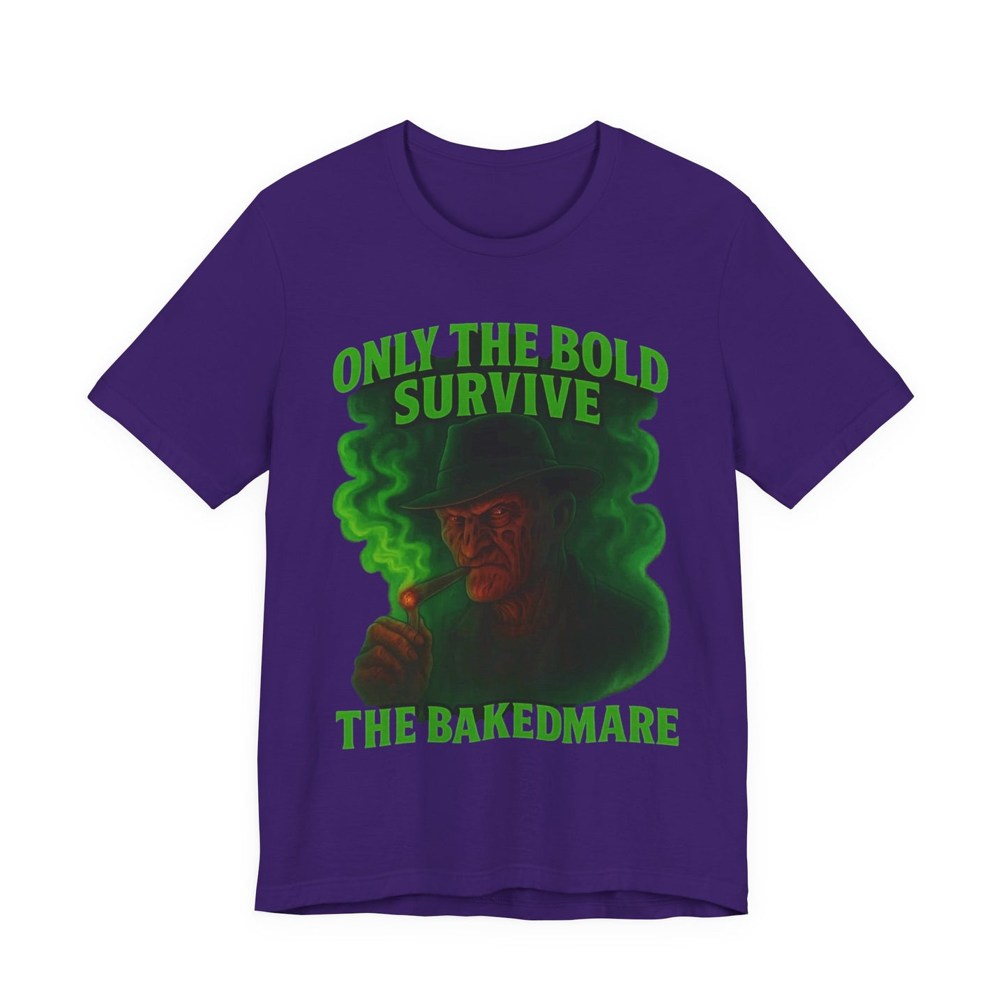 Only The Bold Survive – The Bakedmare Tee | Horror-Inspired 420 Shirt for Smokers, Halloween & Stoner Fans”