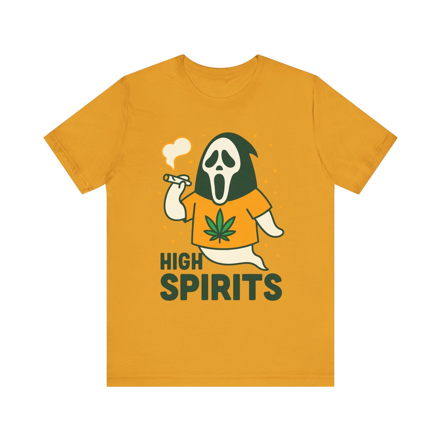 High Spirits Ghost Tee, Unisex T-Shirt, Cannabis Shirt, Funny Graphic Tee, Halloween Outfit, Party Apparel