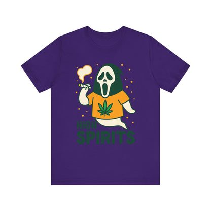 High Spirits Ghost Tee, Unisex T-Shirt, Cannabis Shirt, Funny Graphic Tee, Halloween Outfit, Party Apparel