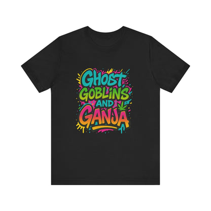 Ghost Goblins and Ganja T-Shirt, Funny Halloween Tee, Weed Lover Gift, Unisex Graphic Tee, Stoner Apparel, Est. 2025 Shirt
