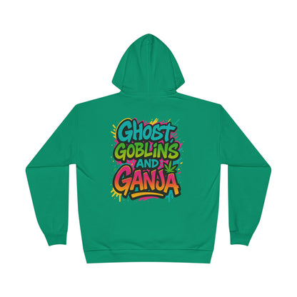 Ghostly Vibes Eco-Friendly Hoodie, Halloween Sweatshirt, Unisex Pullover, Festival Fashion, EcoSmart Apparel, Ghost Goblins Ganja
