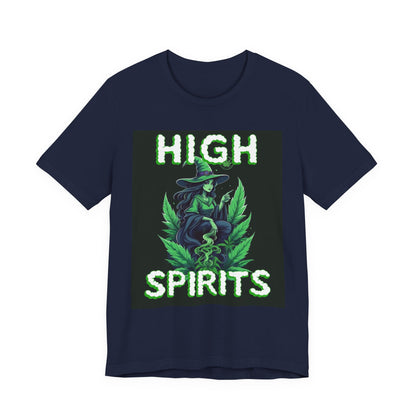 High Spirits Witchy Tee - Unisex Jersey Short Sleeve T-Shirt, Halloween Gift, Witch Apparel, Eco-Friendly Tee, Alternative Fashion